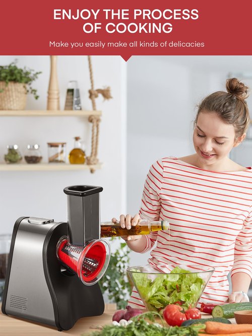 Electric Cheese Grater Salad Maker, Cheese Shredder for Home Kitchen Use, One-Touch Control Electric Slicer Shredder Ideal for Vegetables, Cheeses and Nuts