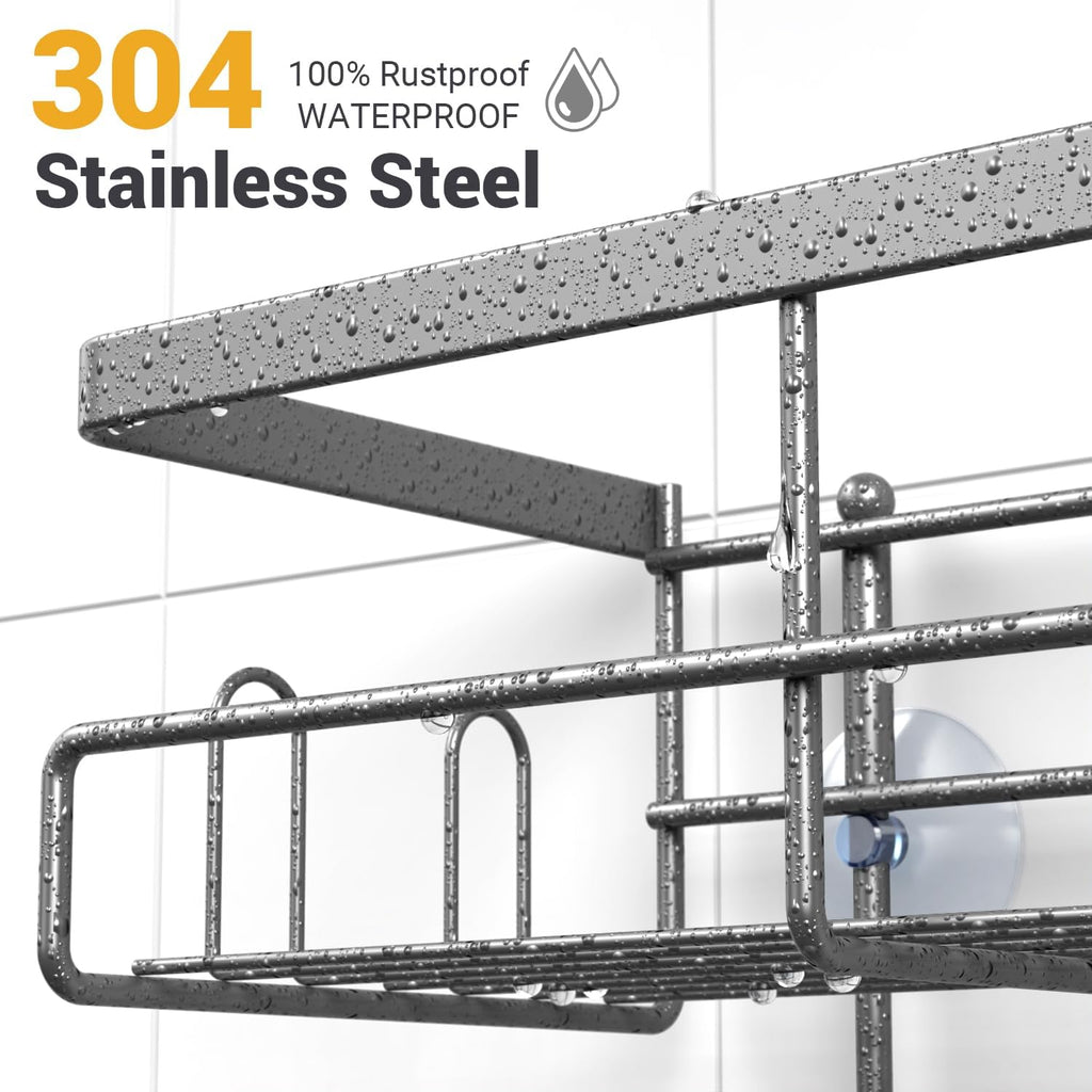 AKTECKE Shower Caddy - Rustproof Hanging Bathroom Organizer for Shampoo & Soap | No-Drill Design