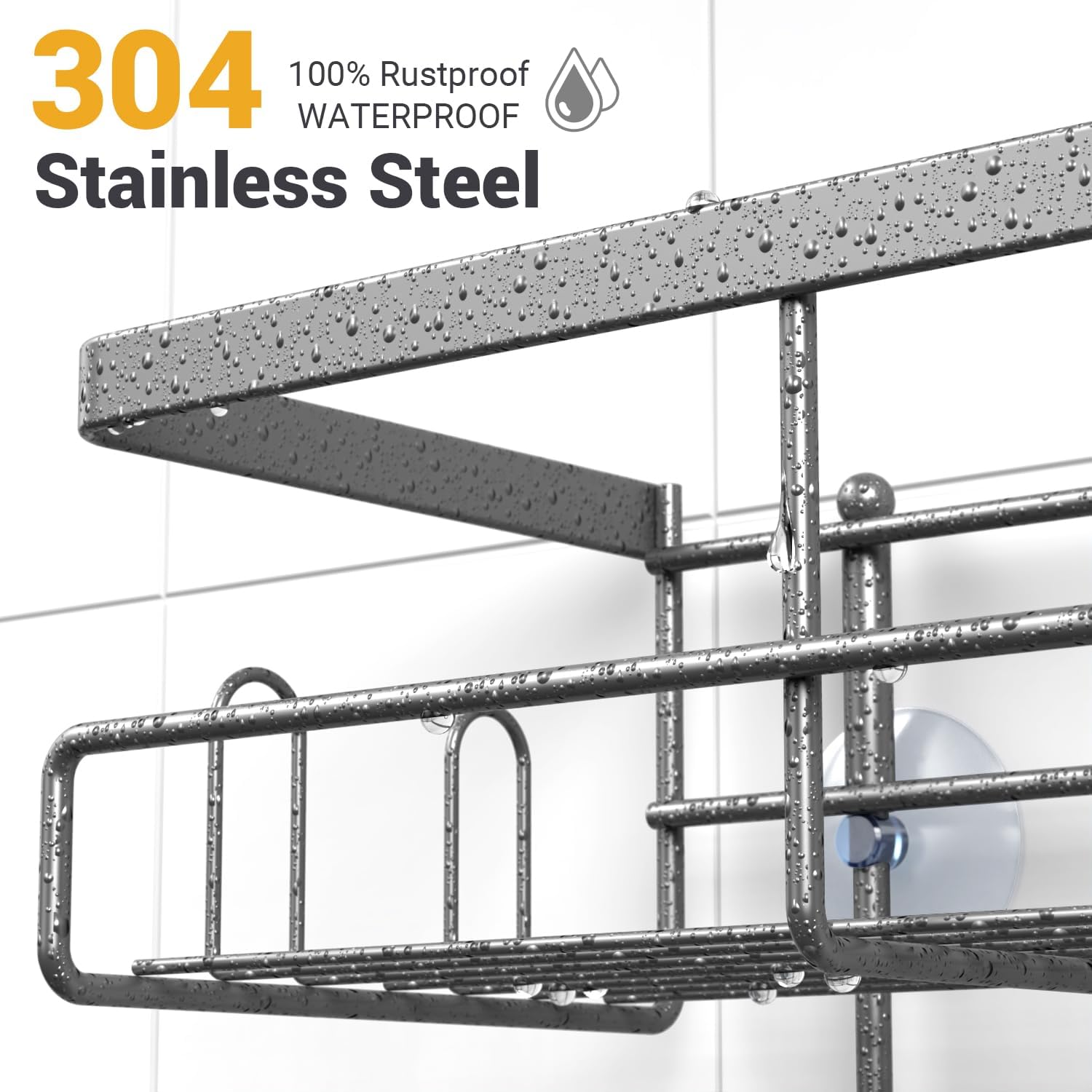 AKTECKE Shower Caddy - Rustproof Hanging Bathroom Organizer for Shampoo & Soap | No-Drill Design