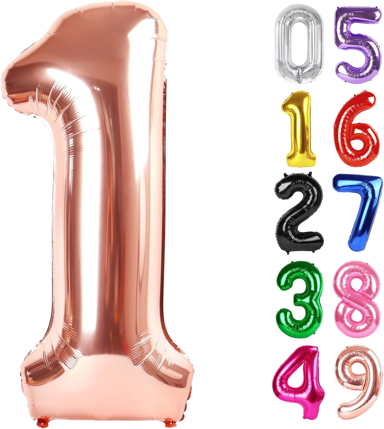 Rose Gold Number 1 Balloon - 40 Inch Shiny First Birthday Decoration for Boys & Girls