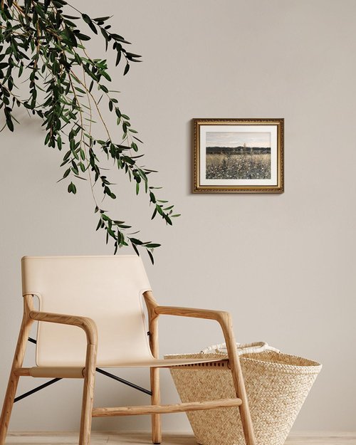 InSimSea Gold Framed Wall Art - Vintage Meadow Flowers Canvas Print | 13x16 Inch Home Decor