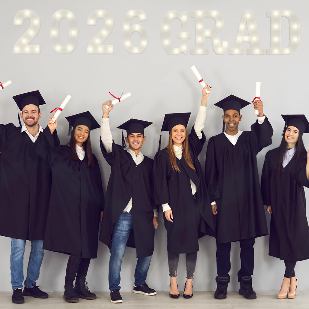 Graduation Decorations 2026 Deals-8 LED Long Marquee Light Up Letters 'Grad 2026' - Graduation Party Decor for Kindergarten Preschool High School College Graduation
