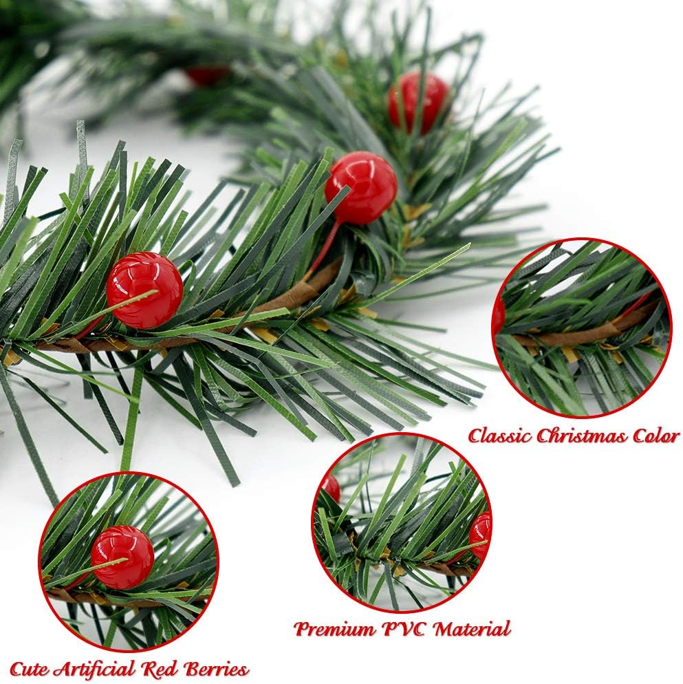 YBB Christmas Candle Rings - 12Pcs Small Artificial Red Berry Wreath Holders for 3-Inch Pillar Candles | Rustic Wedding & Holiday Decor