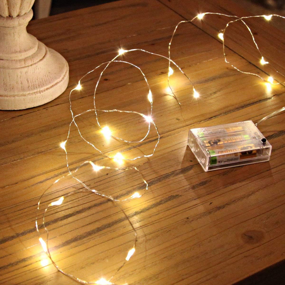 Ariceleo LED Fairy Lights - Battery Operated Mini Copper Wire String Lights | 5m/16ft Warm White for Bedroom, Weddings & Parties