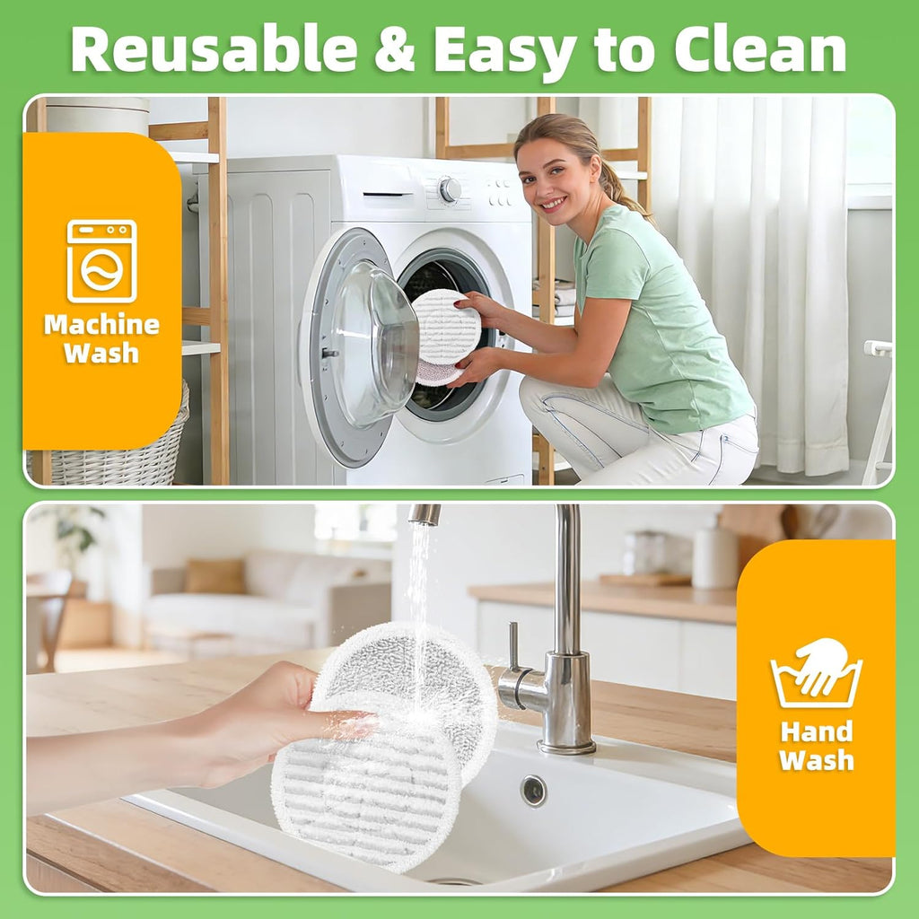 Shark Steam Mop Replacement Pads - 8 Pack Dirt Grip Soft Scrub Washable Pads for All Sealed Hard Floors | Part XKITP7000