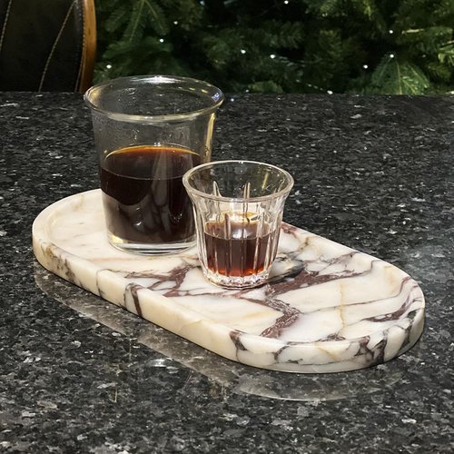 Natural Marble Tray, Coffee Table, Food, Fruit, Paper Cup, Cake Display, Coffee bar, Family Gatherings, Seasonal Holiday Decoration Tray(Viola-oval-11 x5 x0.7)
