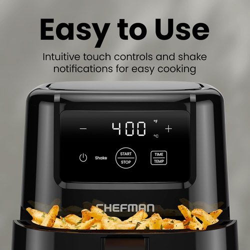 CHEFMAN 2 Qt Mini Air Fryer - Compact Digital Air Fryer with Nonstick Basket & Timer - Black