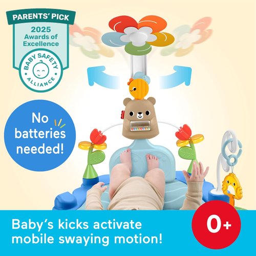 Fisher-Price 3-in-1 Kick & Sway Gym - Sensory Baby Play Mat for Newborn Development | Ages 0+ Months