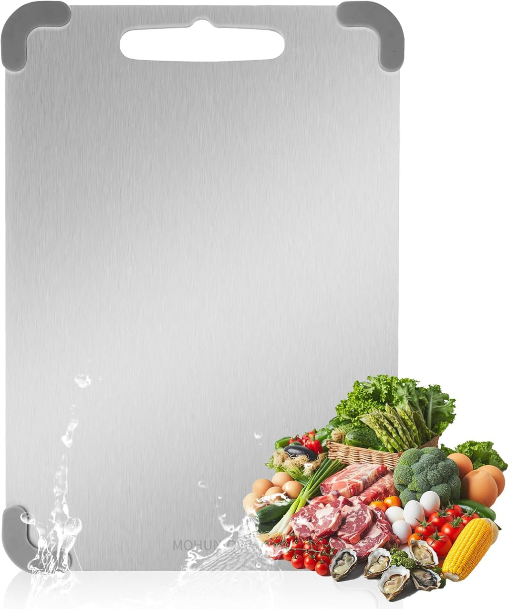 Stainless Steel Cutting Board - Dishwasher Safe Double-Sided Metal Chopping Board | 13.4" x 9.1"
