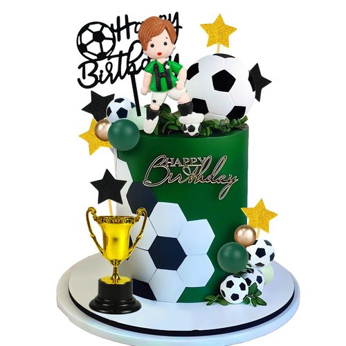 Soccer Cake Topper Decorations Soccer Player Clay Figurine Decorations for Football Sport Birthday Supplies (Style 01)