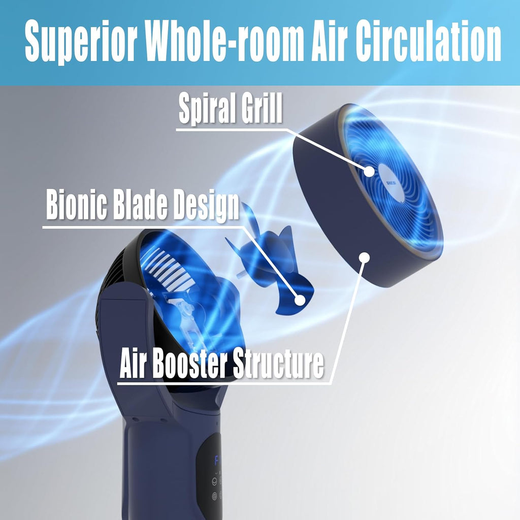 Skiennix Oscillating Tower Fan - 90° Auto Cooling Pedestal Fan for Bedroom & Office | Blue, 100ft Range
