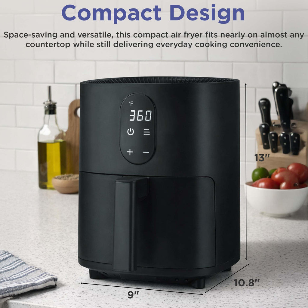 MAGNAVOX HOME 2.6-Quart Electric Air Fryer, Adjustable Temperature, Touch Panel Control, One-Touch Cook Functions, and 360° Rapid Cooking, 1000 Watt Power by Culinary Chef