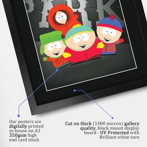 HWC Trading South Park Autographed Poster - 16" x 12" Framed TV Memorabilia Gift for Fans