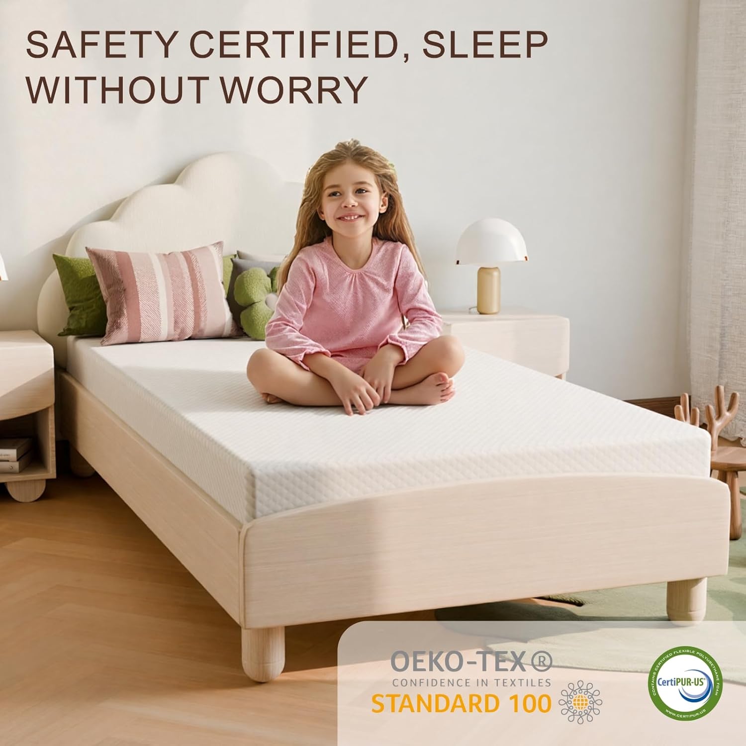 Skiennix Twin Mattress - 5 Inch Medium Firm Cooling Gel Memory Foam - Safe & Fiberglass-Free for Kids