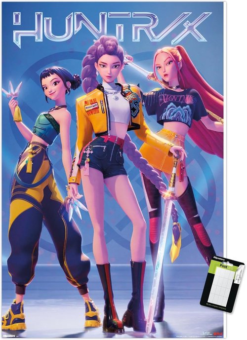 Huntrix | KPop Demon Hunters Wall Poster - 34" x 22.4" | Includes Mount Bundle for Easy Display