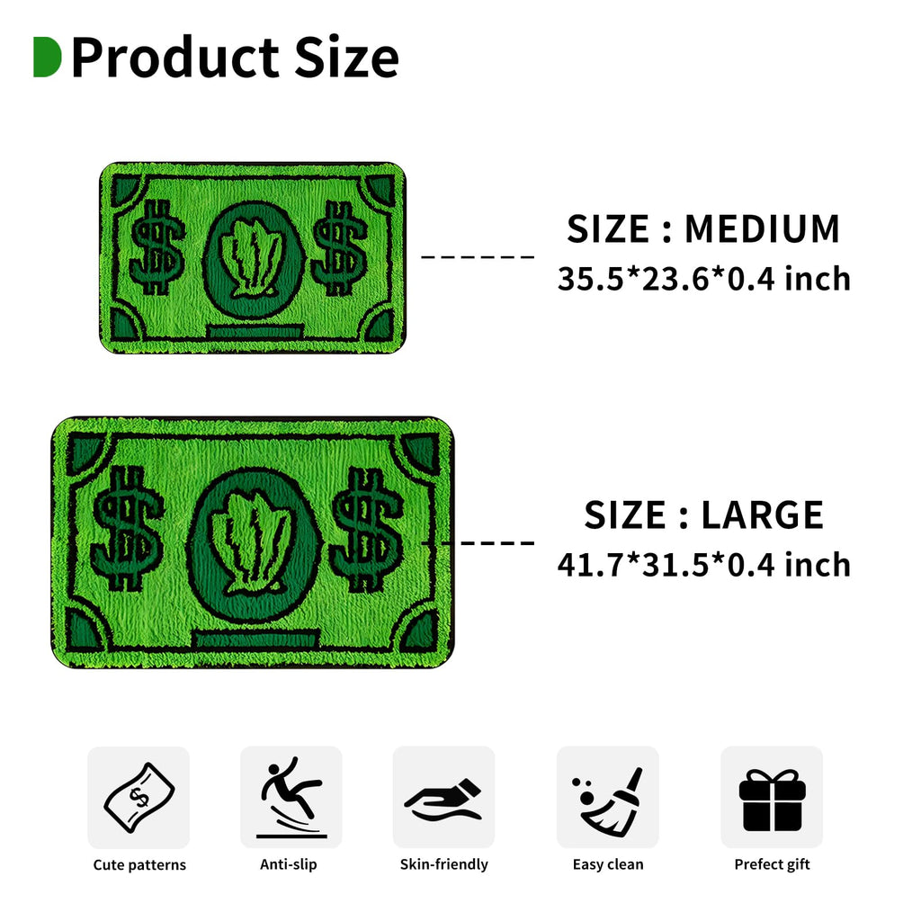 Yeahjiae Cute Money Rug 3x2 Non-Slip Machine Washable Cool Cartoon Bedroom Rug for Bathroom, Living Room, Front Door, Playroom (35.5 * 23.6 inch)
