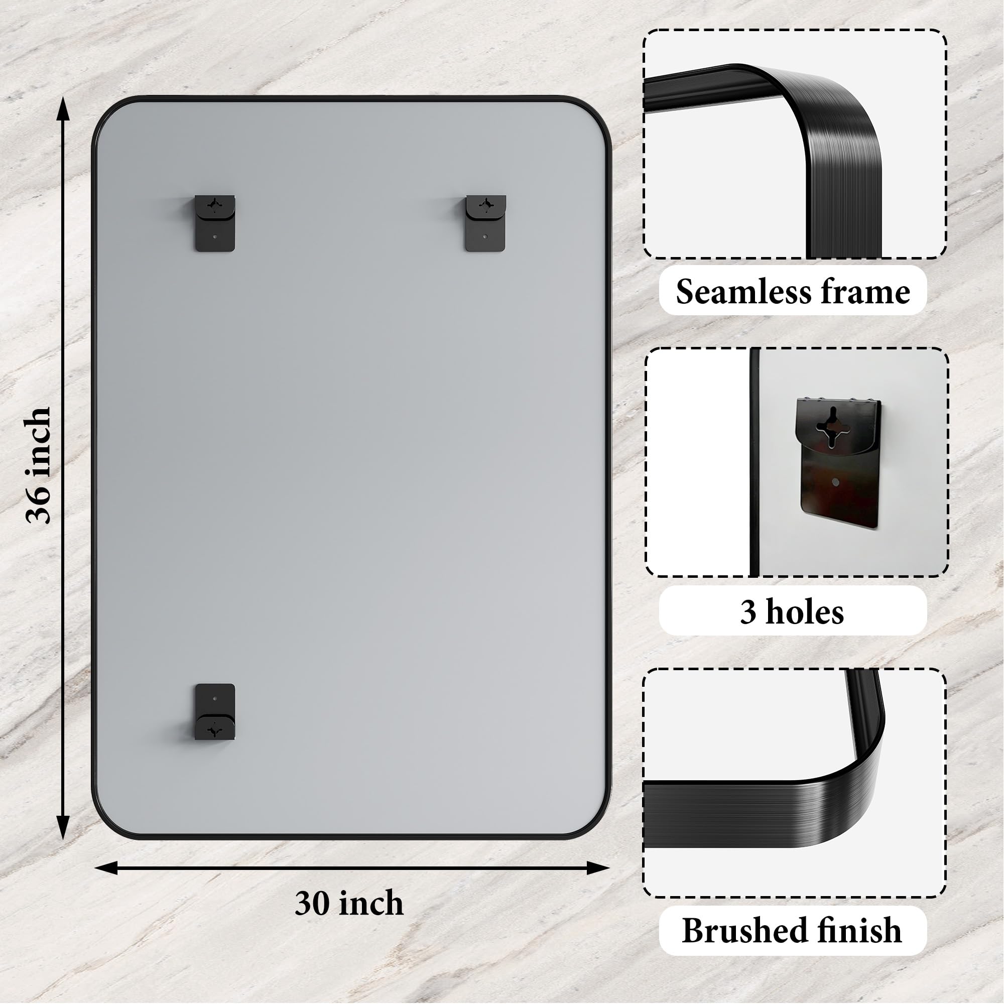30x36 Inch Black Metal Framed Bathroom Mirror for Wall, HD Tempered Glass, Vanity Mirror for Over Sink, Anti-Rust Aluminum Alloy Mirror, Farmhouse, Horizontally or Vertically Hanging
