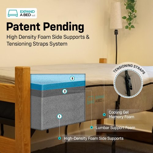 Expand a Bed 3 Inch Twin XL Mattress Topper - Lumbar Support for Back Comfort & Better Sleep | Breathable Medium-Firm Cooling Gel Memory Foam with Washable Cover
