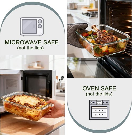 KOMUEE Large Glass Food Storage Containers Set - 4 Pack, Airtight & BPA-Free, Ideal for Meal Prep