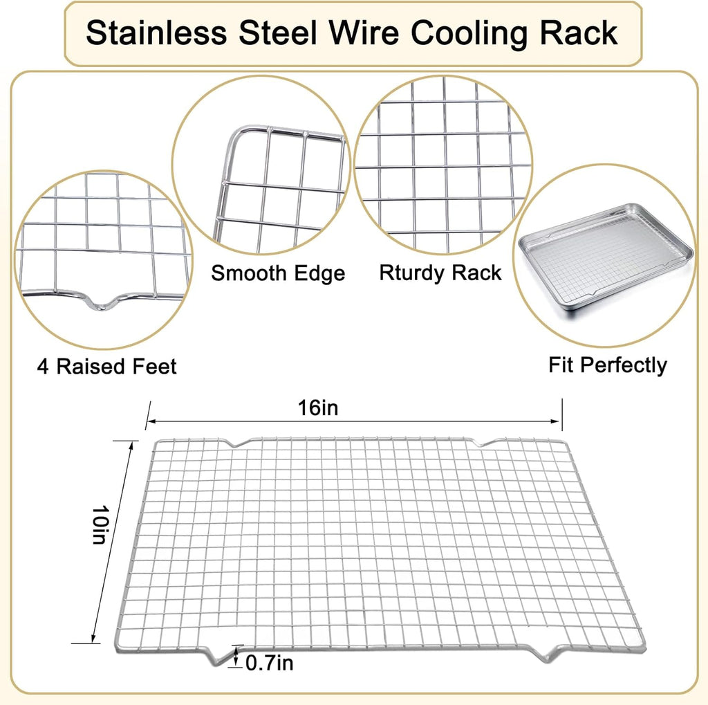 Regine Switzerland Cooling Rack Set - 10" x 15" Stainless Steel Cookie Racks with Cleaning Brush