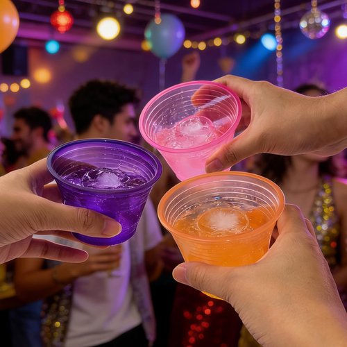 HOME BREEZE 300 Pack Disposable Bomber Cups Color Plastic Jager Bomber Shot Glasses Highly Durable and Reusable Double Shot Cups Perfect for Shots for Wedding, Party, Easter, St. Patrick's Day