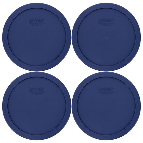 Pyrex 7402-PC 6/7-Cup Blue Replacement Lid for 7402 Sculpted Mixing Bowl & 7203 Bowl (4-Pack) - Made in the USA