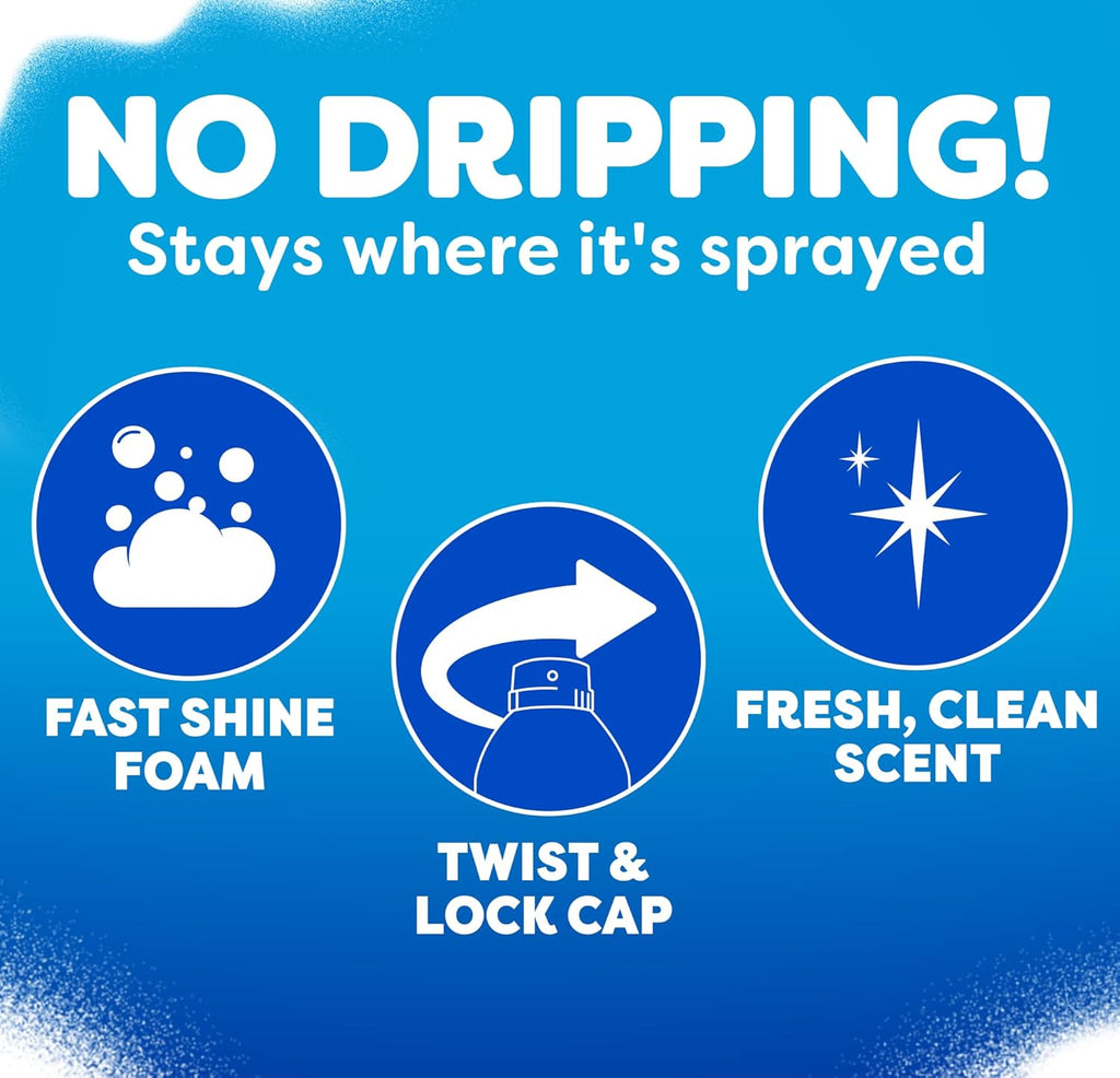Windex Fast Shine Foam Glass Cleaner - Streak-Free Aerosol Spray for Windows & Mirrors | 19 oz