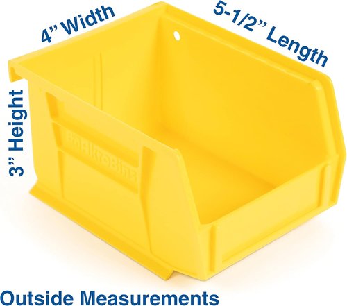 Hudson Exchange Plastic Stackable Storage Bin - Versatile Hanging Container, 5.5" x 4" x 3", Yellow