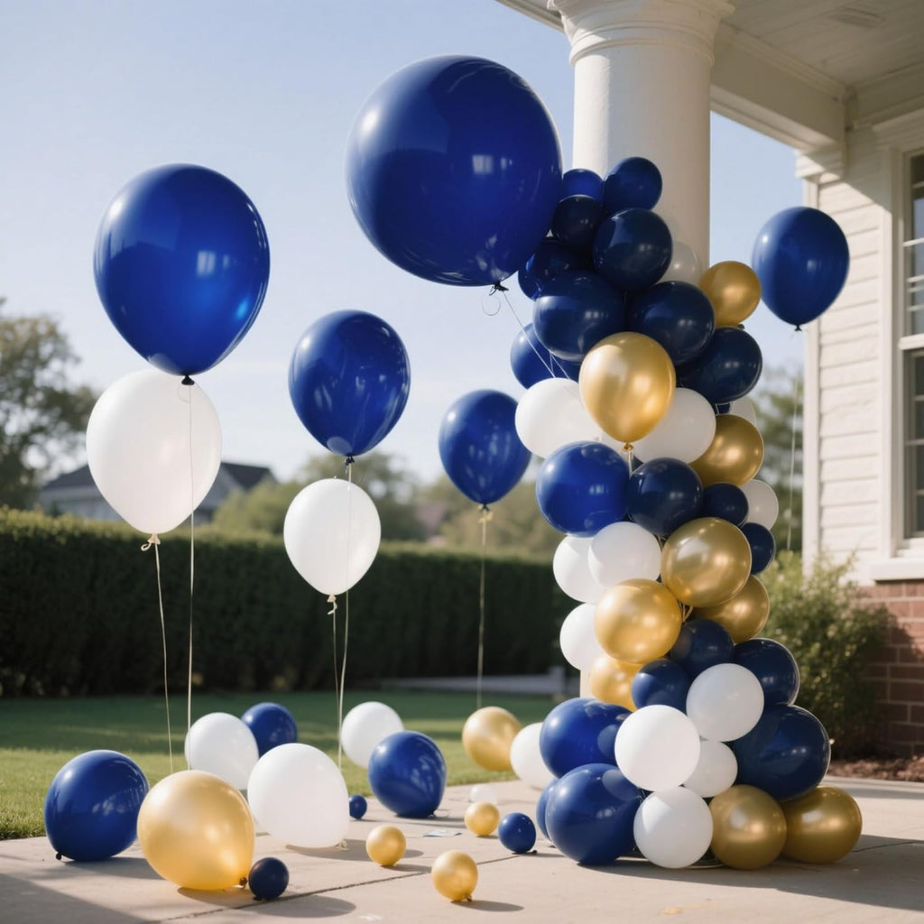 Skiennix Navy Blue Latex Balloons - 100 Pack of 12-Inch Round Balloons for Weddings & Parties