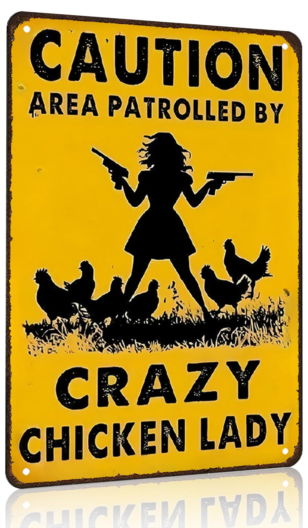Smilelife Funny Chicken Gifts Caution Area Patrolled By A Crazy Chicken Lady Tin Sign for Home Farm Chicken Coop Farmhouse Kicthen Garden Decor 8 X 12 Inch (3620)