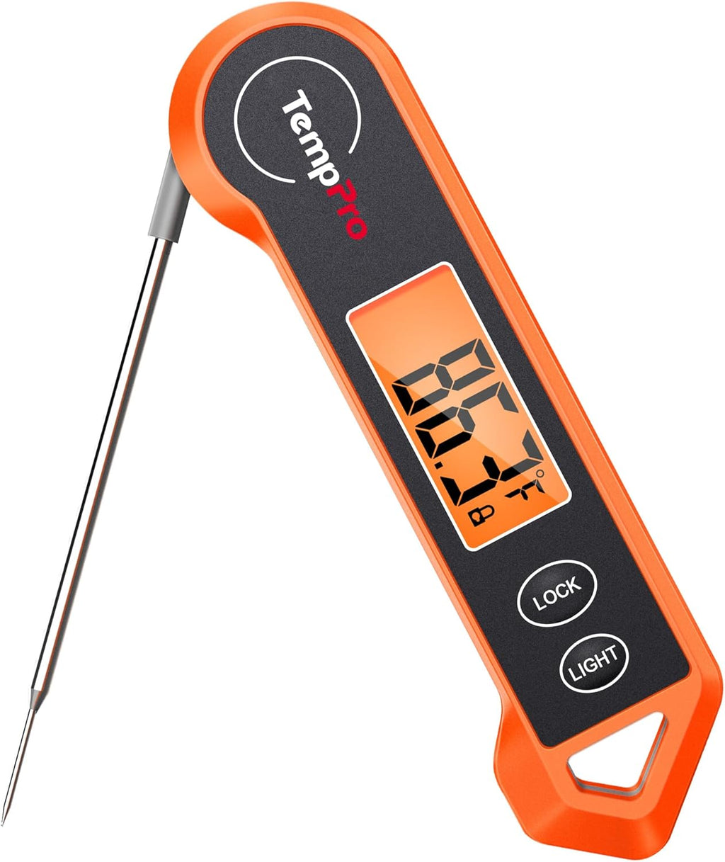 ThermoPro Digital Instant Read Meat Thermometer - Waterproof Kitchen Cooking Tool with Backlit Display for BBQ & Grilling