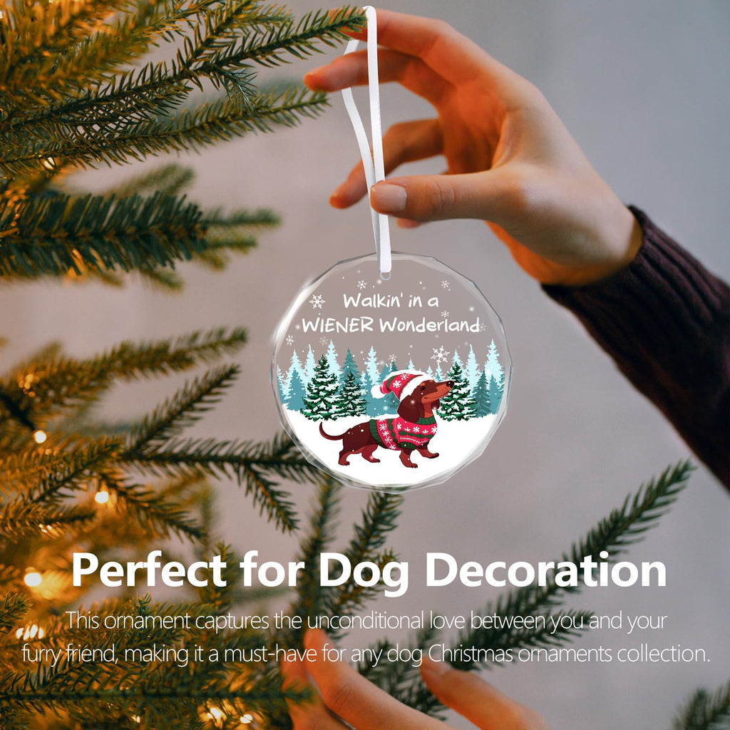 Christmas Ornaments 2025 - Dachshund Christmas Decorations Weiner Dog Decor Dachshund Gifts for Women Glass Christmas Dachshund Ornament with Box