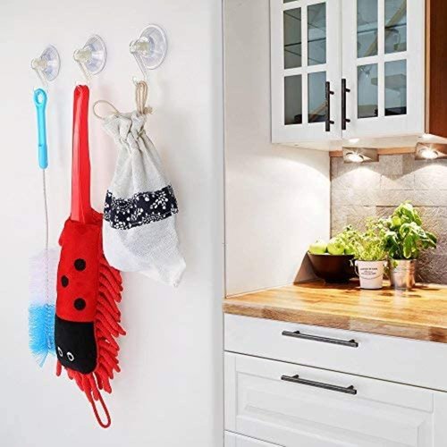 1st Choice Clear Plastic Suction Cup Hooks - Ultra Heavy Duty, Waterproof & Traceless | 6 Pack for Bathroom & Kitchen