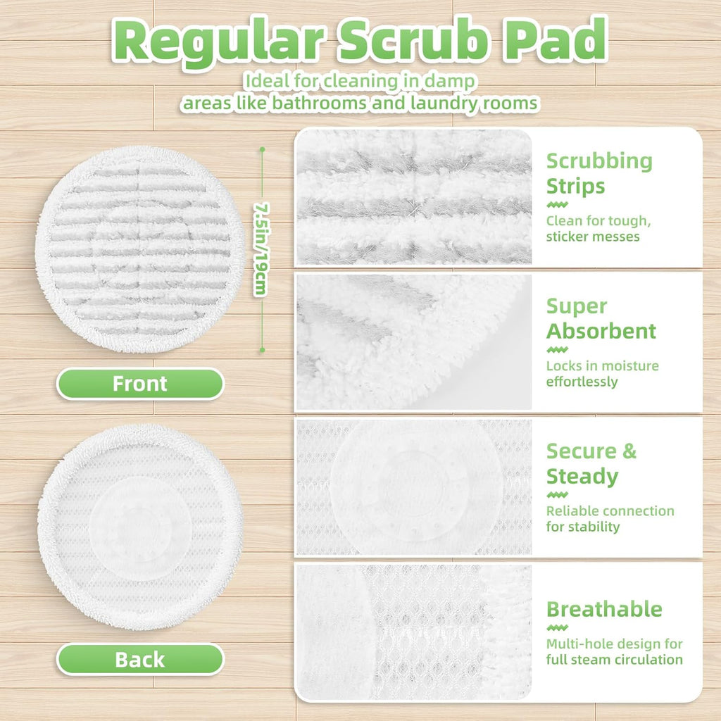 Shark Steam Mop Replacement Pads - 8 Pack Dirt Grip Soft Scrub Washable Pads for All Sealed Hard Floors | Part XKITP7000