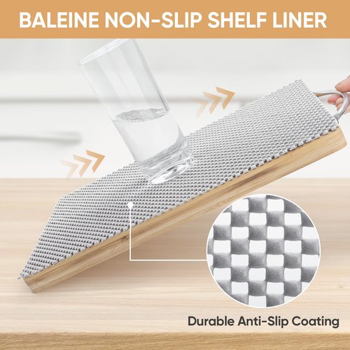 BALEINE Cabinet Liner, 12 in x 30 Ft Drawer and Shelf Liner for Kitchen Cabinets Non-Adhesive, Non-Slip Protect Desks, Cupboard, Drawers, Shelves, Tableware (Gray)