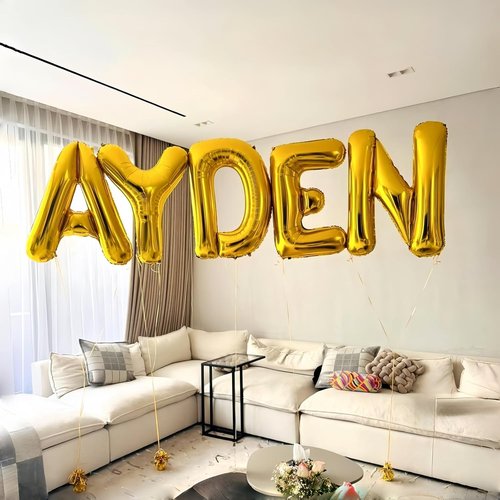 40 Inch Giant Alphabet Balloons by W - Customizable Gold Letters for Birthday Party Decor