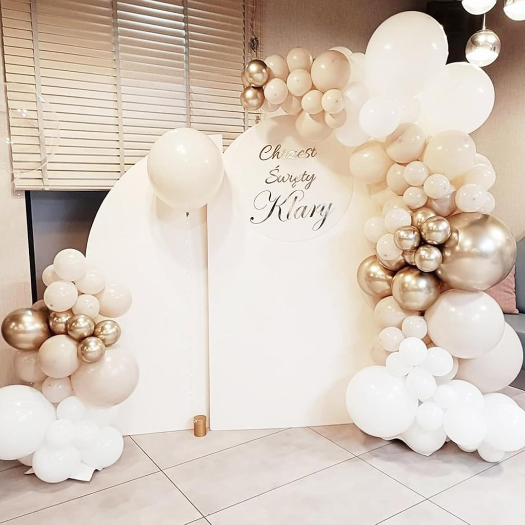 Voircoloria White Sand Balloons - 90-Pack Balloon Garland Kit for Weddings, Showers & Celebrations | 18/12/10/5 Inch Sizes