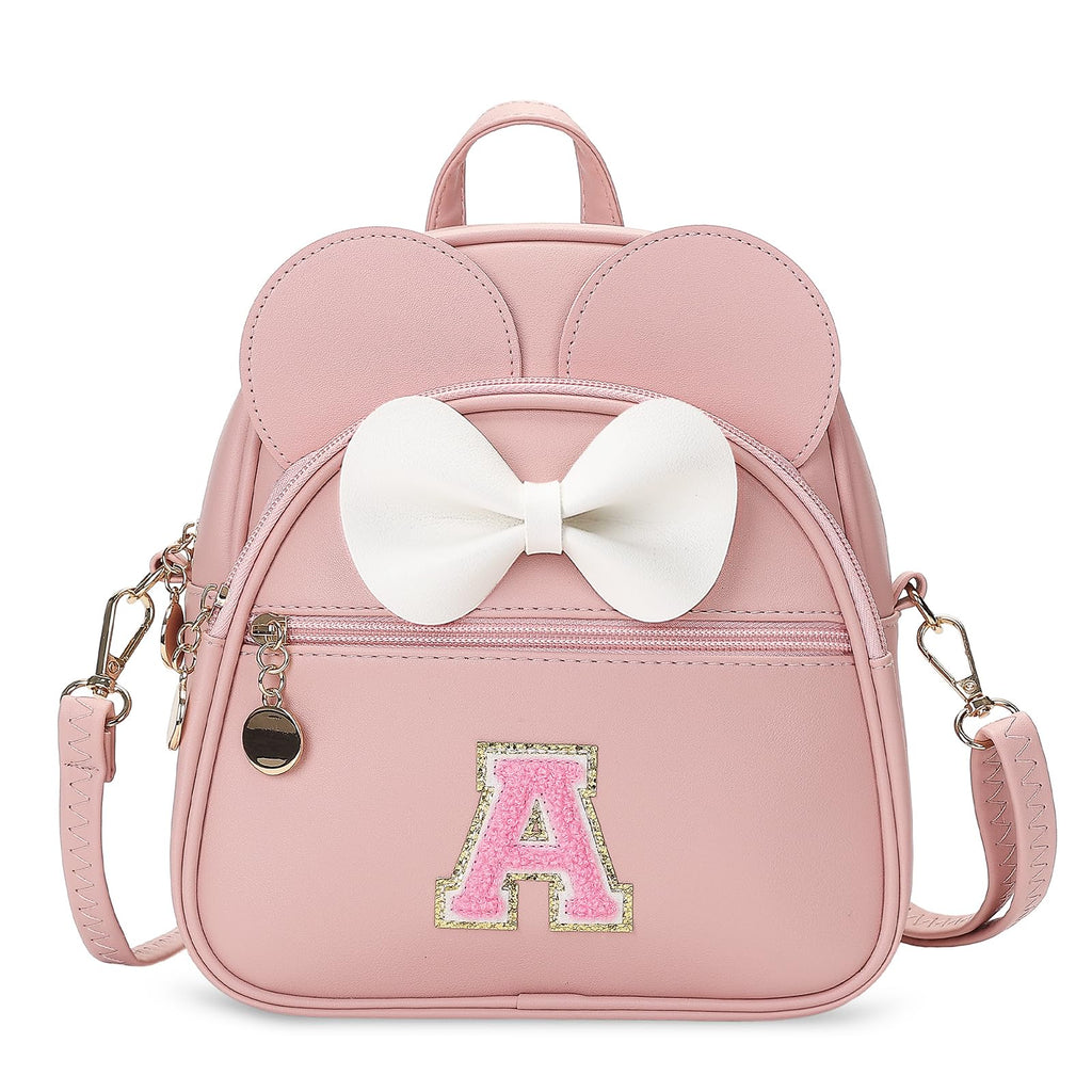 VLJTM Birthday Gift for 2 3 4 5 6 7 8 9 10 Year old Girls Personalized Initial Toddler Mini Backpack Purse for Kids-Pink-A