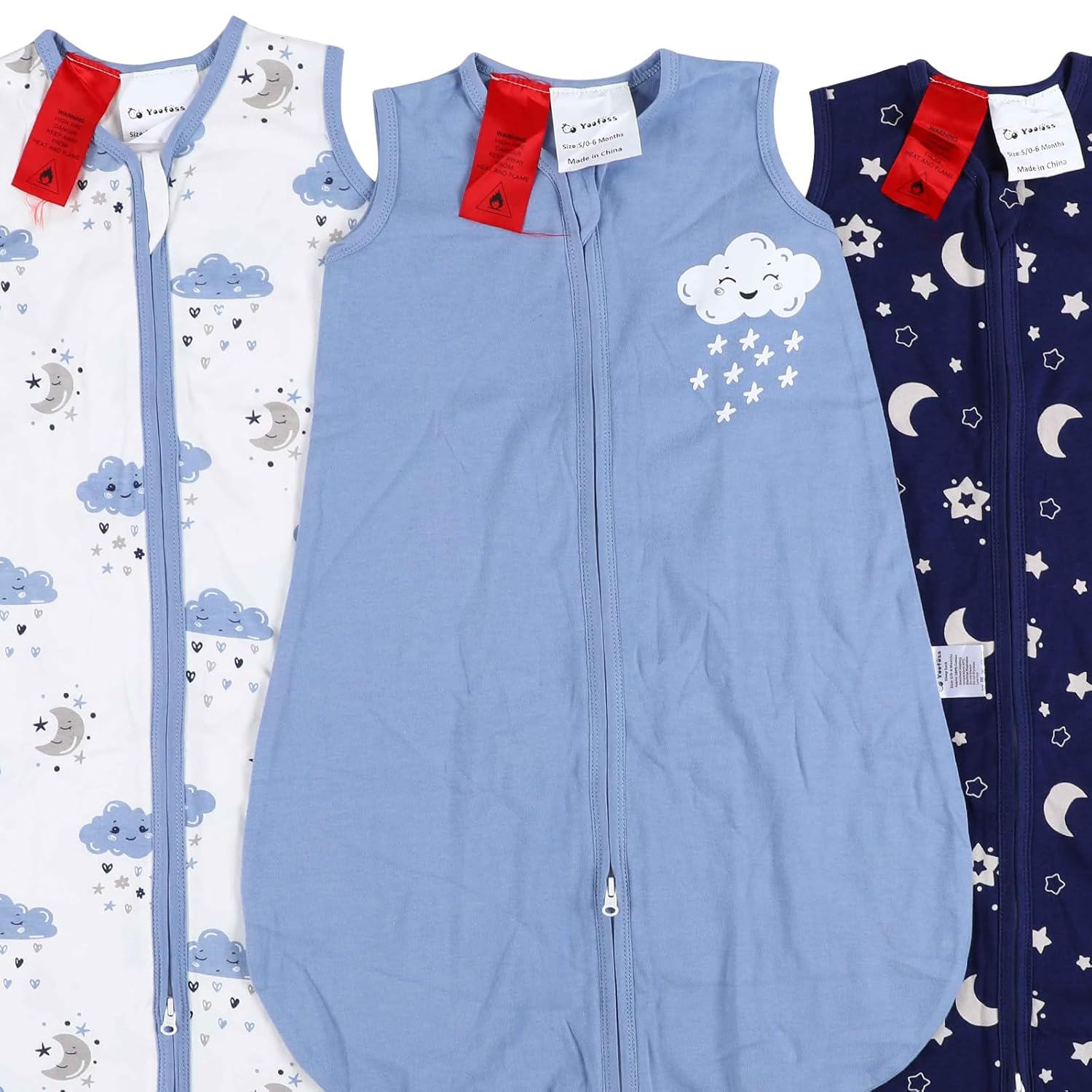 Yoofoss Baby Sleep Sack - 100% Organic Cotton Wearable Blanket for 0-6 Months | 2-Way Zipper, Lightweight