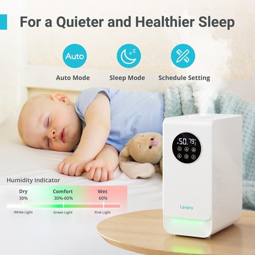 Livatro 6L Smart Humidifier for Large Room, Warm & Cool Mist with Top Fill Design, Alexa & App Control, Essential Oil Compatible, Ideal for Bedroom and Plants