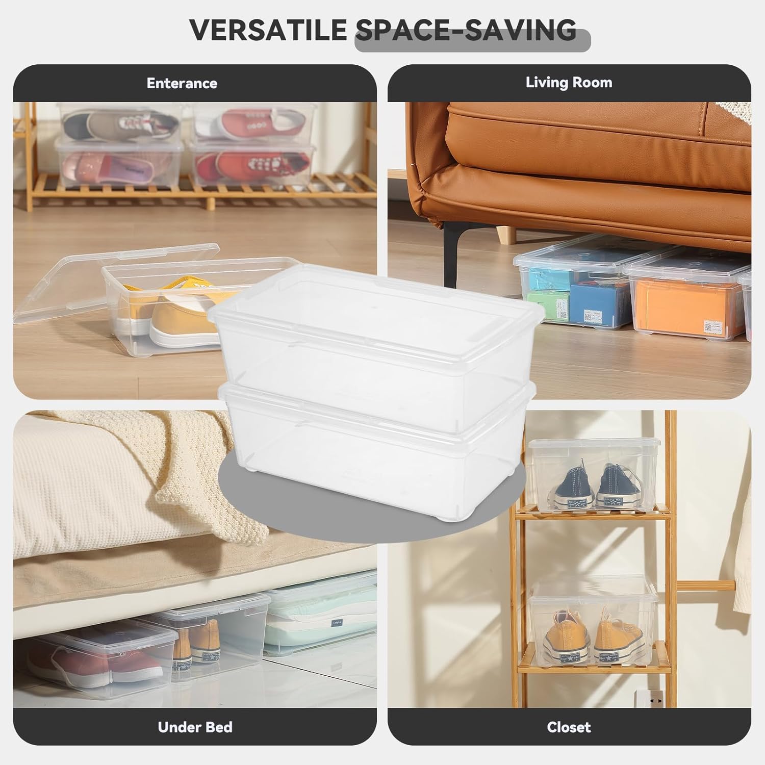 Novelinks 6 Quart Clear Plastic Storage Bins - Stackable Craft Organizing Containers | 12 Pack with Transparent Lids