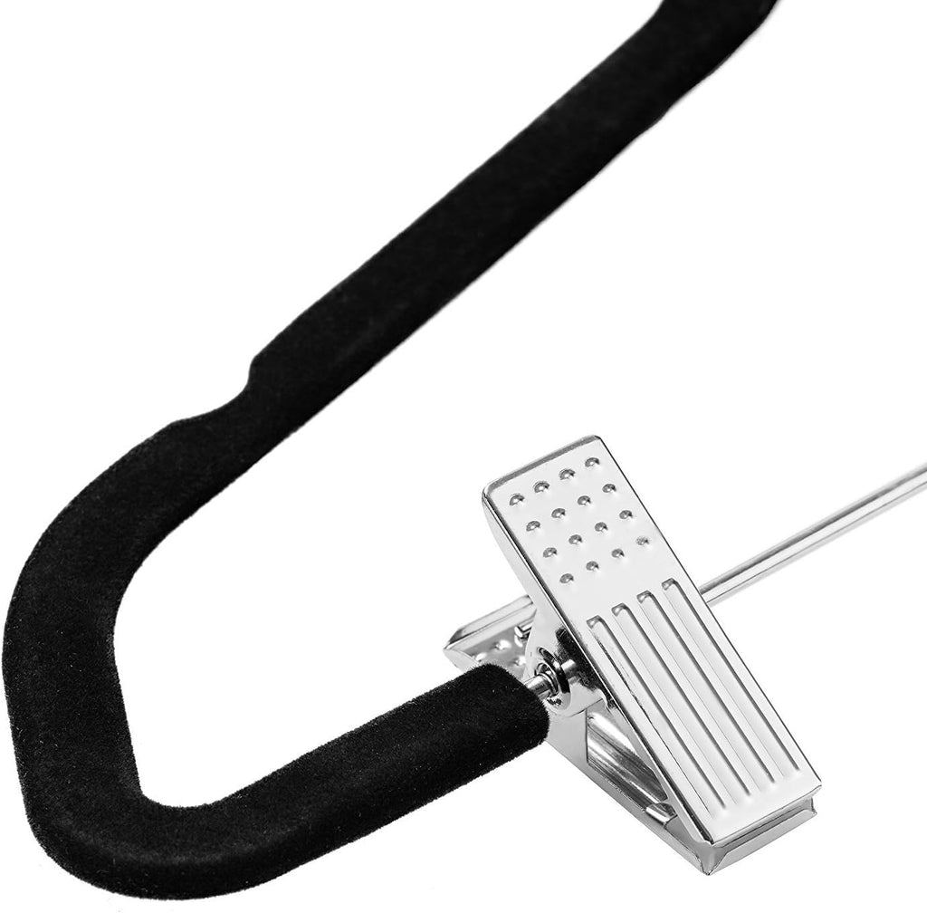 Zober Velvet Hangers - 20-Pack Metal Clip Hangers for Pants, Skirts & Dresses | Non-Slip Velvet with 360° Hook