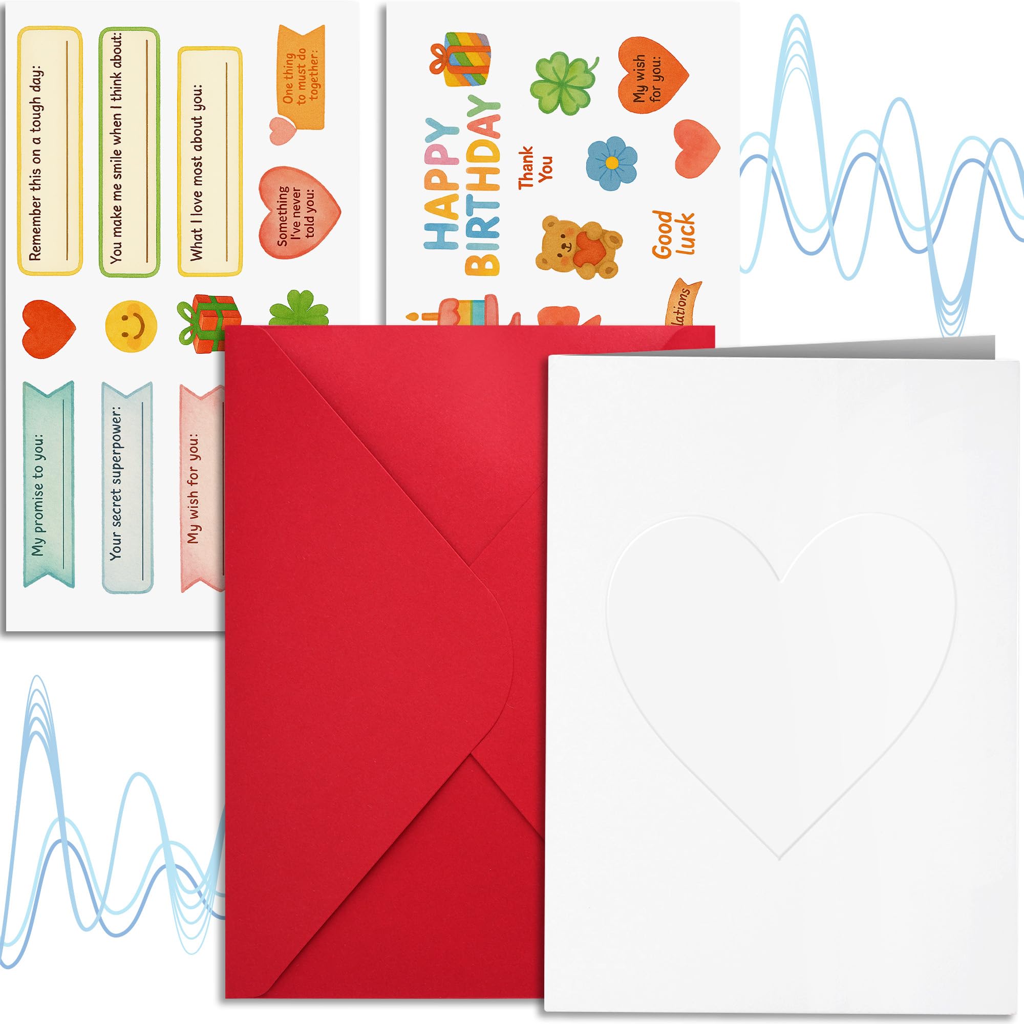 Top Life Recordable Greeting Card - Unmatched 60-Second Custom Voice Message - Embossed Heart Cover and Sticker Sheets - DIY Talking Card with Red Envelope for Birthday, Wedding, Anniversary