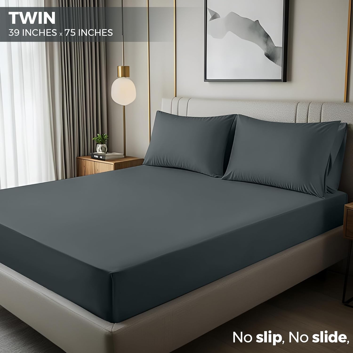 Utopia Bedding Twin Fitted Sheet - Soft Microfiber - Deep Pocket - Fade Resistant - Grey