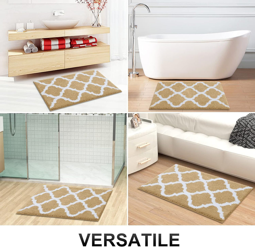 OLANLY Bathroom Rugs - Soft, Absorbent Microfiber Bath Mats | Non-Slip Shaggy Design, 30x20, Beige