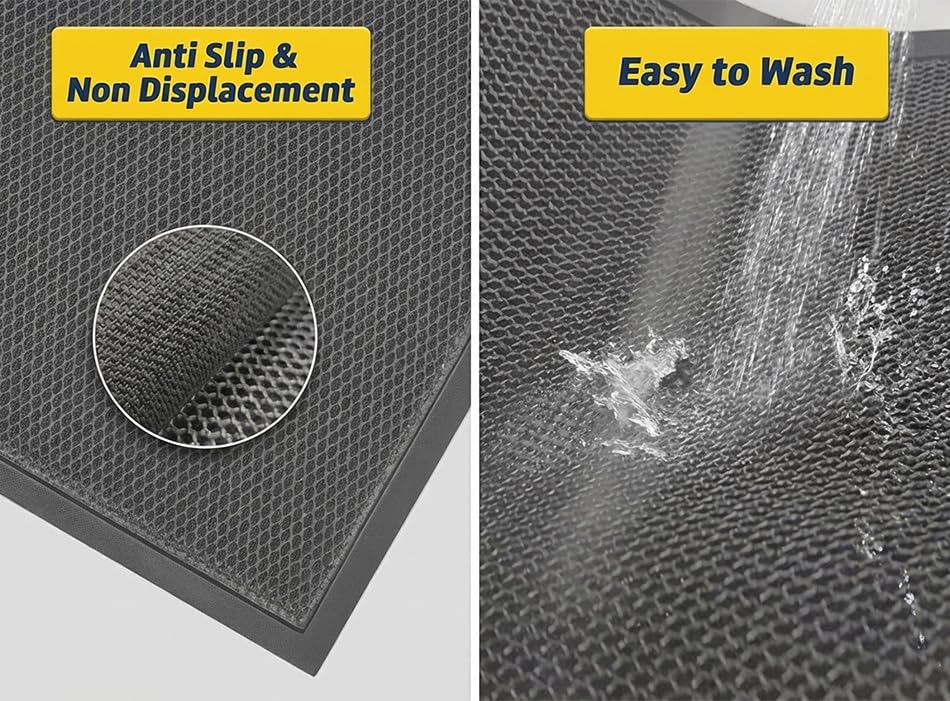 Muddy Mat® Mesh Door Mat Heavy-Duty Quick-Dry Floor Mat, Sand & Dirt Trapper for Indoor & Outdoor, Ideal for Entrance, Mudrooms, Patios & Garages, Low-Profile, Non-Slip, Washable – Grey 17"x30"x0.4"
