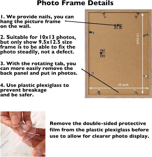 JCJMY 10x13 Rustic Brown Picture Frame - Versatile Wall Hanging for Horizontal or Vertical Display