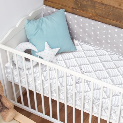 Letmxiu Premium Crib Mattress - Hypoallergenic 5" Thick Firm Soft Design | 100% Knitted Fabric, Fits Standard Cribs & Toddler Beds
