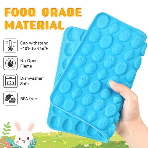 Puyeipt 2 PCS Easter Silicone Molds, 54 Cavity Mini Easter Bunny Mold & 77 Cavity Easter Egg Mold, Easter Rabbit Molds for Candy, Chocolate, Gummy, Cupcake Decor