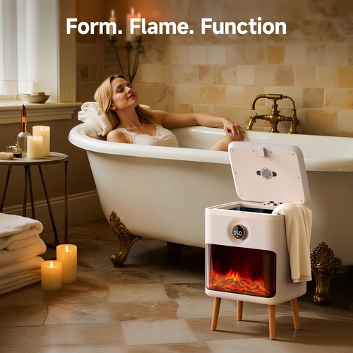 FEPPO Towel Warmer, Large Capacity Luxury Towel Warmers for Bathroom with HearthGlow Display, Rotary Timer Control & LED Countdown, Fits 2 Large Towels, Bathrobes, Blankets, Pajamas